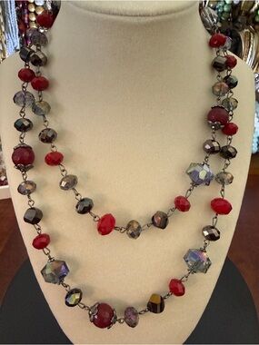 Chic AB Glass and Acrylic Beaded Necklace